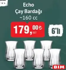 PAŞABAHÇE ECHO ÇAY BARDAĞI 6'LI 160 CC PAŞABAHÇE ECHO ÇAY BARDAĞI 6'LI 160 CC